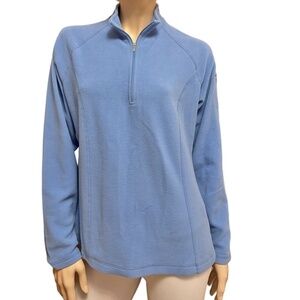 L.L. Bean Fleece ¼ zip popover Sweater Jacket Pullover Coat Sky Blue